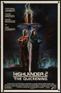 7p397 HIGHLANDER 2 1sh '91 great artwork of immortals Christopher Lambert & Sean Connery!