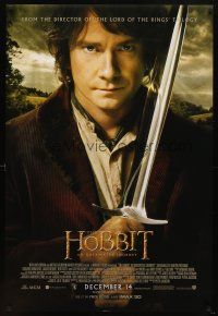 7p398 HOBBIT: AN UNEXPECTED JOURNEY int'l advance DS 1sh '12 Tolkien, Martin Freeman as Bilbo w/Sting!