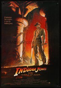 7p409 INDIANA JONES & THE TEMPLE OF DOOM 1sh '84 full-length art of Harrison Ford by Bruce Wolfe!