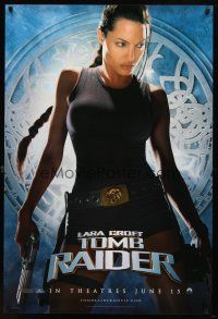 7p430 LARA CROFT TOMB RAIDER teaser 1sh '01 sexy Angelina Jolie, from popular video game!