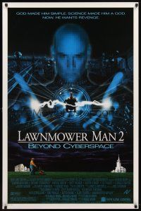 7p437 LAWNMOWER MAN 2 1sh '96 sci-fi sequel, cool design, Beyond Cyberspace!