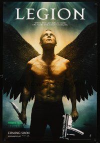 7p439 LEGION teaser DS 1sh '09 cool image of Paul Bettany w/angel wings, gun & knife!