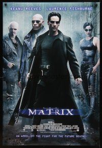 7p465 MATRIX advance DS 1sh '99 Keanu Reeves, Carrie-Anne Moss, Laurence Fishburne, Wachowski Bros!