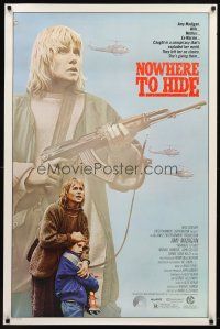 7p499 NOWHERE TO HIDE 1sh '87 Amy Madigan w/assault rifle, little boy, they left her no choice!