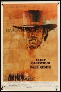 7p510 PALE RIDER 1sh '85 great artwork of cowboy Clint Eastwood by C. Michael Dudash!