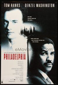 7p524 PHILADELPHIA 1sh '93 Tom Hanks, Denzel Washington, Jason Robards & Mary Steenburgen!