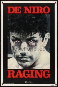 7p537 RAGING BULL teaser 1sh '80 Martin Scorsese, classic close up boxing image of Robert De Niro!
