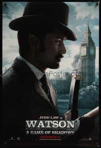 7p603 SHERLOCK HOLMES: A GAME OF SHADOWS teaser DS 1sh '11 cool image of Jude Law as Watson!