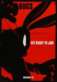 7p637 SPACE JAM teaser DS 1sh '96 cool silhouette artwork of Bugs Bunny!