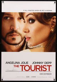 7p728 TOURIST teaser DS 1sh '10 von Donnersmarck, cool image of Johnny Depp & Angelina Jolie!