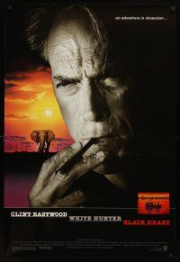 7p783 WHITE HUNTER, BLACK HEART DS 1sh '90 close up of Clint Eastwood as director John Huston!