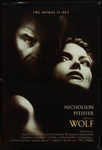 7p794 WOLF int'l 1sh '94 Jack Nicholson, Michelle Pfeiffer, the animal is out!