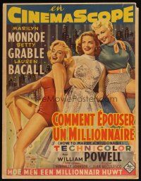 7k286 HOW TO MARRY A MILLIONAIRE Belgian '53 sexy Marilyn Monroe, Betty Grable & Lauren Bacall!