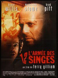 7k713 12 MONKEYS French 1p '95 Bruce Willis, Brad Pitt, Terry Gilliam directed sci-fi, different!