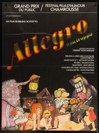 7k725 ALLEGRO NON TROPPO French 1p '77 Bruno Bozzetto, great wacky sexy cartoon artwork!