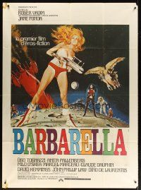 7k736 BARBARELLA French 1p '68 sexiest sci-fi art of Jane Fonda by Robert McGinnis, Roger Vadim!
