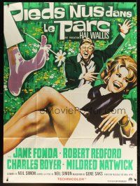 7k737 BAREFOOT IN THE PARK French 1p '67 different Roje art of Robert Redford & sexy Jane Fonda!