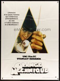 7k764 CLOCKWORK ORANGE French 1p R90s Stanley Kubrick classic, art of Malcolm McDowell!