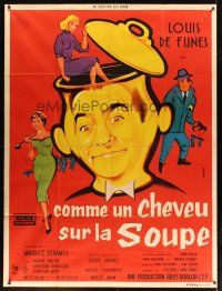 7k770 CRAZY IN THE NOODLE French 1p '57 wacky art of Louis de Funes by Andre Bertrand!