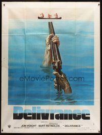 7k779 DELIVERANCE French 1p '72 John Boorman classic, different art of shotgun pointed at canoers!