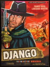 7k783 DJANGO French 1p '66 Sergio Corbucci, Belinsky spaghetti western art of Franco Nero w/ gun!