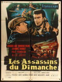 7k795 EVERY SECOND COUNTS French 1p '57 Les Assassins du dimanche, different Jean Mascii art!