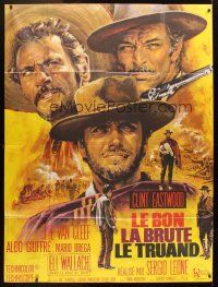7k821 GOOD, THE BAD & THE UGLY French 1p R70s Clint Eastwood, Van Cleef, Leone, art by Jean Mascii