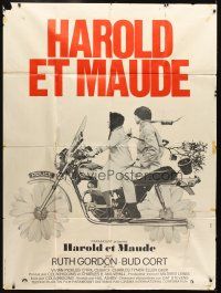 7k830 HAROLD & MAUDE French 1p '72 Ruth Gordon, Bud Cort, Hal Ashby classic, different artwork!
