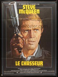 7k837 HUNTER French 1p '80 different art of bounty hunter Steve McQueen by Jean Mascii!