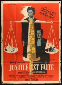 7k844 JUSTICE IS DONE French 1p '50 Andre Cayatte's Justice est faite, cool art by Herve Morvan!