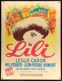 7k866 LILI French 1p '53 different art of pretty Leslie Caron & carnival by Roger Soubie!