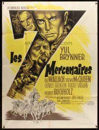 7k875 MAGNIFICENT SEVEN French 1p R1960s Yul Brynner, Steve McQueen, John Sturges, different art!
