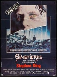 7k912 PET SEMATARY French 1p '90 Stephen King's best selling thriller, cool graveyard image!