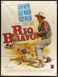 7k930 RIO BRAVO French 1p R60s Howard Hawks, different art of John Wayne by Jean Mascii!