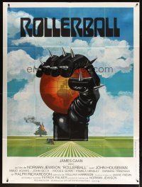 7k933 ROLLERBALL French 1p '75 cool completely different artwork by Jouineau Bourduge!