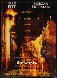 7k942 SEVEN Sonis REPRINT French 1p '95 Morgan Freeman & Brad Pitt, classic serial killer movie!