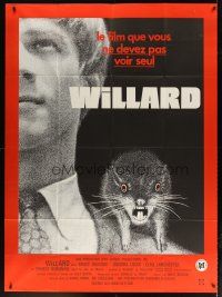 7k996 WILLARD French 1p '72 creepy close up of Bruce Davison with pet rat on shoulder!