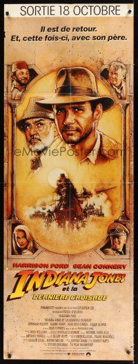 7k695 INDIANA JONES & THE LAST CRUSADE French door-panel '89 art of Ford & Sean Connery by Struzan