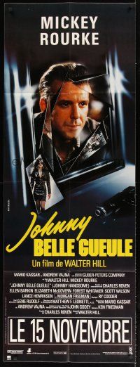 7k696 JOHNNY HANDSOME French door-panel '89 Mickey Rourke, Ellen Barkin, directed by Walter Hill!