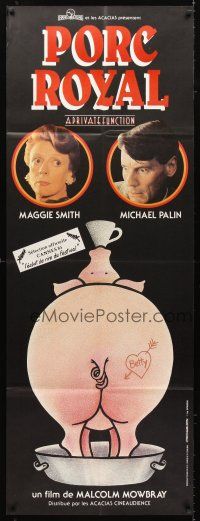 7k702 PRIVATE FUNCTION French door panel '85 Michael Palin, Maggie Smith, wacky different pig art!