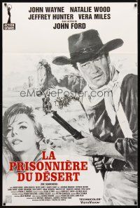 7k683 SEARCHERS French 31x47 R90s different art of John Wayne & Natalie Wood by Landi, John Ford