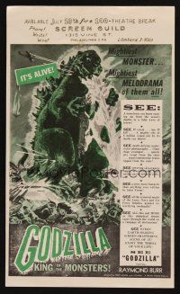 7k175 GODZILLA Spanish herald '56 Gojira, Toho, sci-fi classic, cool Mac Gomez monster art!