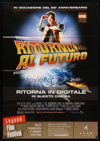 7k515 BACK TO THE FUTURE Italian 1p R10 Robert Zemeckis, art of Michael J. Fox & Delorean!