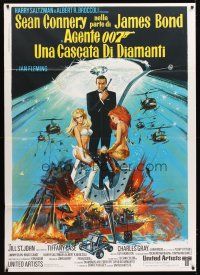 7k548 DIAMONDS ARE FOREVER Italian 1p '71 art of Sean Connery as James Bond by McGinnis!