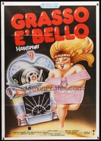 7k570 HAIRSPRAY Italian 1p '88 cult musical by John Waters, different Cecchini art of Divine