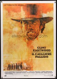 7k616 PALE RIDER Italian 1p '85 great artwork of cowboy Clint Eastwood by C. Michael Dudash!