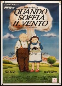 7k668 WHEN THE WIND BLOWS Italian 1p '86 great cartoon art of old couple & mushroom cloud!