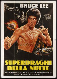 7k465 FURY OF THE DRAGON Italian 2p '76 from Green Hornet, cool art of Bruce Lee by Enzo Sciotti!