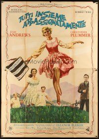 7k495 SOUND OF MUSIC Italian 2p '65 classic artwork of Julie Andrews & top cast in the hills!