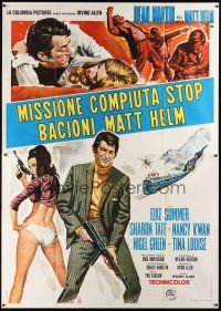 7k508 WRECKING CREW Italian 2p '69 cool art of Dean Martin as Matt Helm with sexy spy babes!